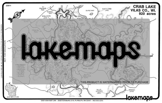 Vilas County, WI - CRAB - Lakemap - 23011
