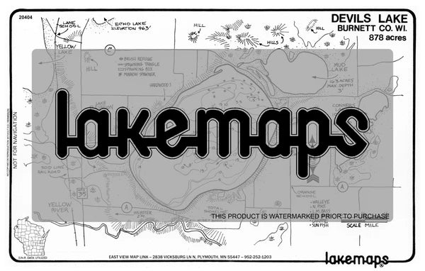 Burnett County, WI - DEVILS - Lakemap - 20404
