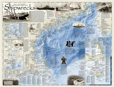 Shipwrecks of the Northeast USA Laminated Chart