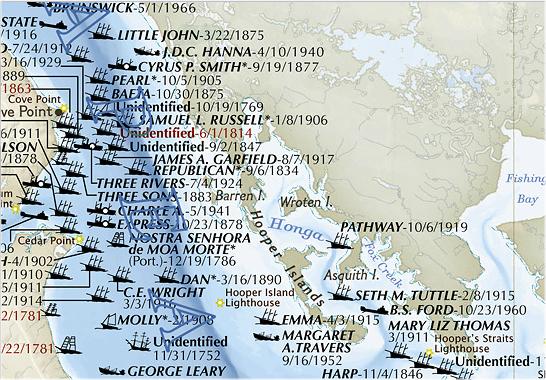 Shipwrecks of the Delmarva Peninsula Laminated Chart