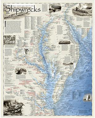 Shipwrecks of the Delmarva Peninsula Laminated Chart