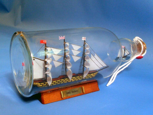 HMS Victory Model Ship in a Glass Bottle 11"