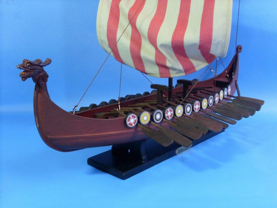 Wooden Viking Drakkar Model Boat 24"