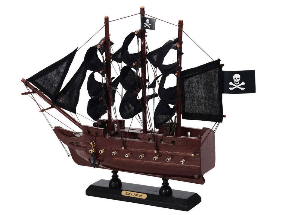 Wooden Captain Kidds Black Falcon Black Sails Model Pirate Ship 12"