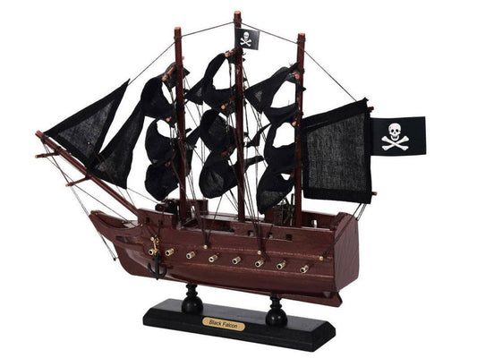 Wooden Captain Kidds Black Falcon Black Sails Model Pirate Ship 12"