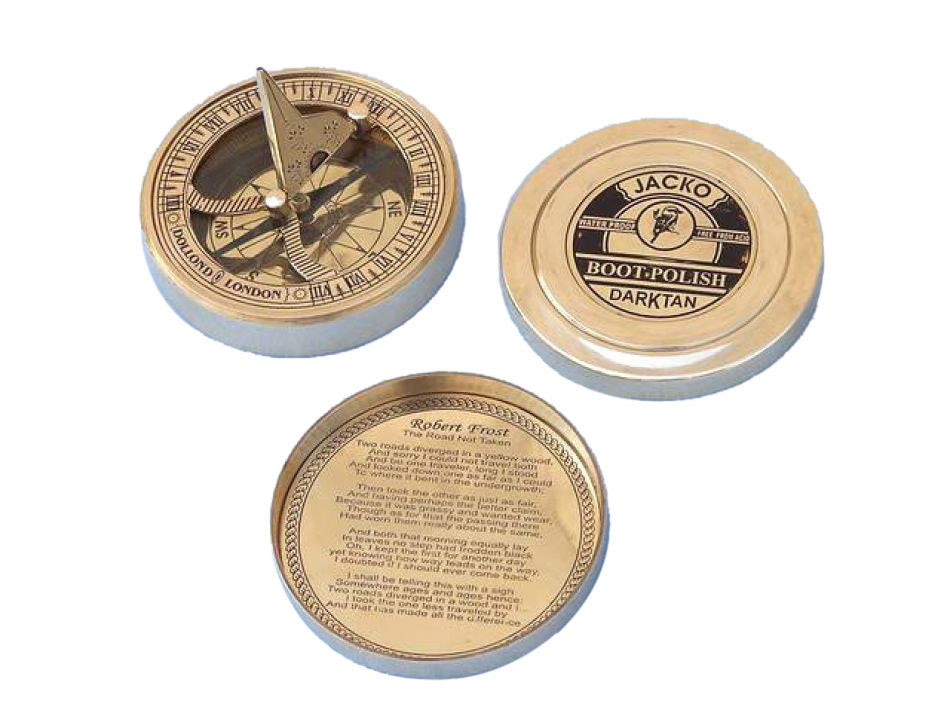 Robert Frost Road Not Taken Compass with Rosewood Box 4"