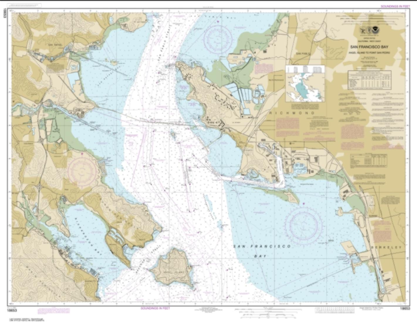 San Francisco Bay-Angel Island to Point San Pedro (18653-12) by NOAA Nautical Chart