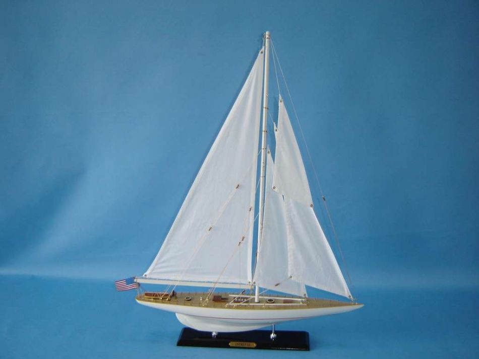 Wooden Intrepid Limited Model Sailboat Decoration 27"