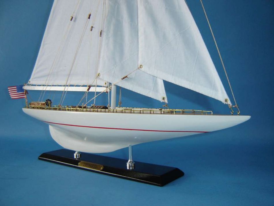 Wooden Intrepid Limited Model Sailboat Decoration 27"