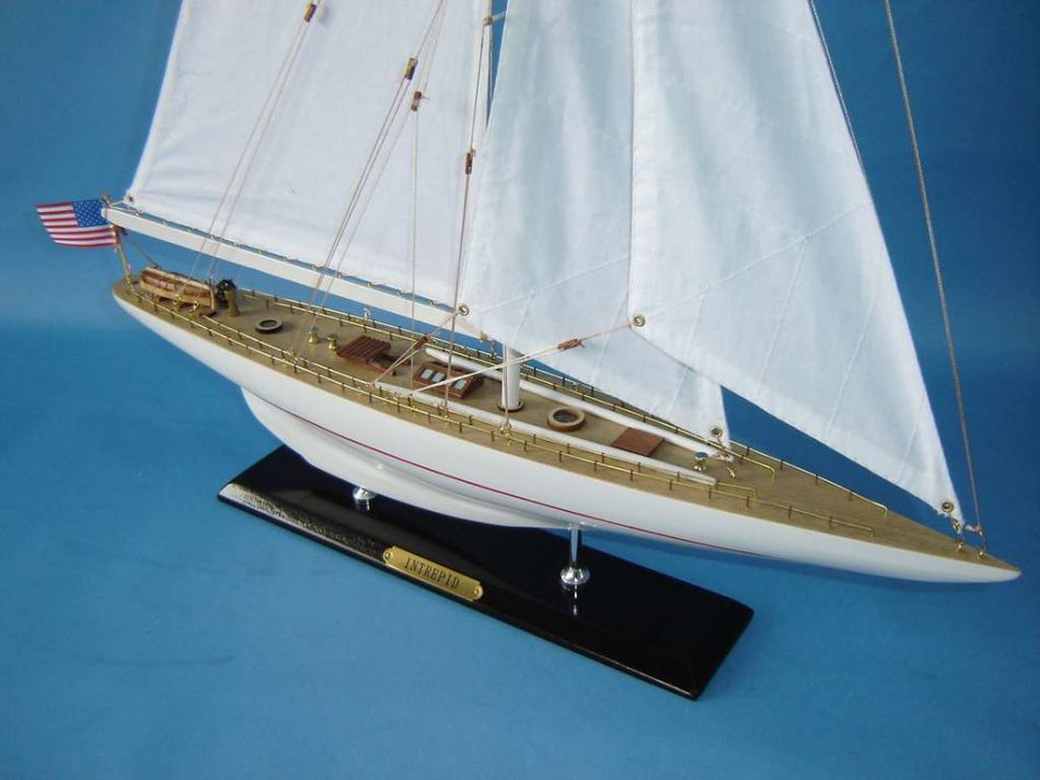 Wooden Intrepid Limited Model Sailboat Decoration 27"