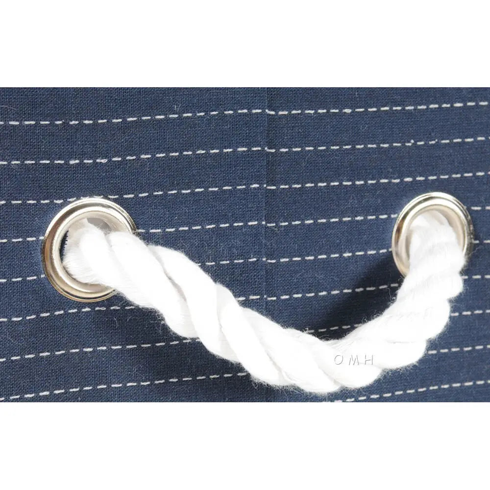 Anne Home - Set of 5 Blue Fabric Basket With Bow Decoration