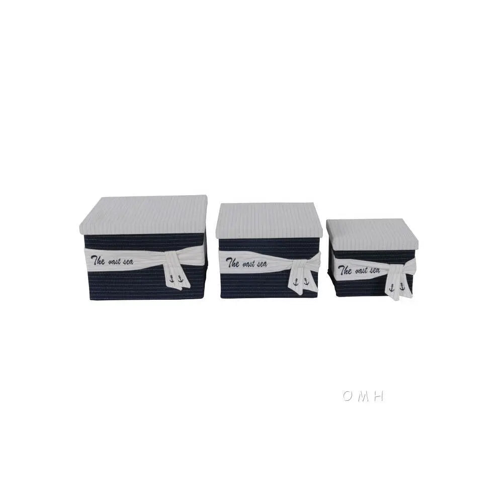 Anne Home - Set of 3 Fabric Boxes With Cover