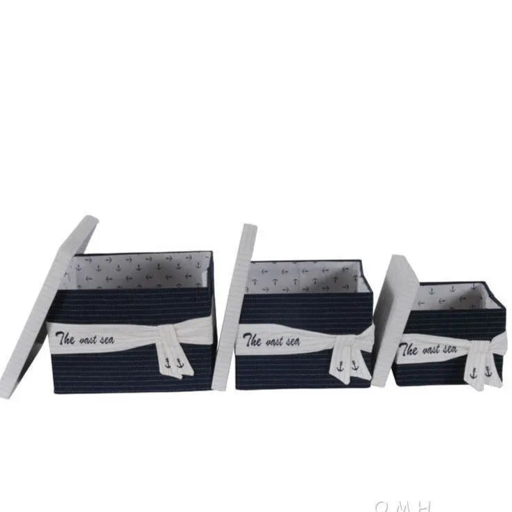 Anne Home - Set of 3 Fabric Boxes With Cover