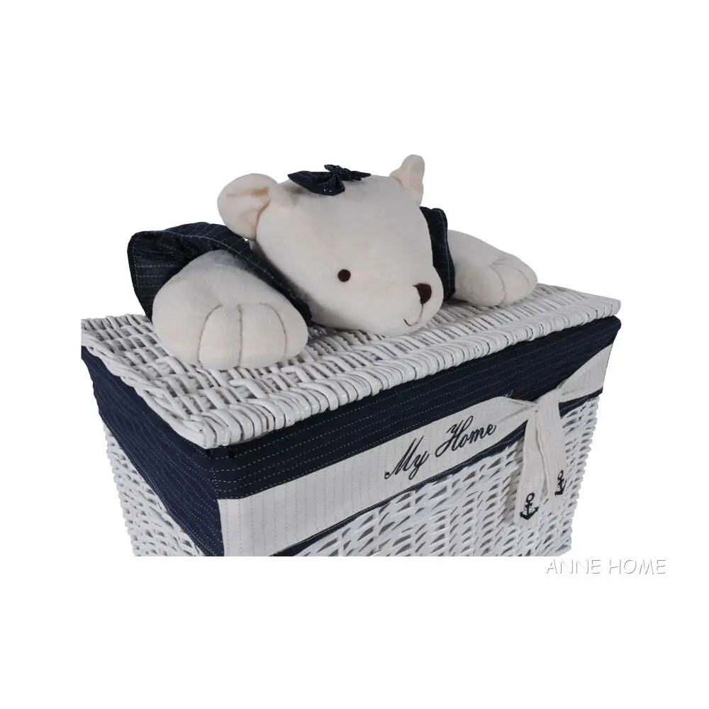 Anne Home - Set of 5 Rectangular Willow Baskets Bear Design