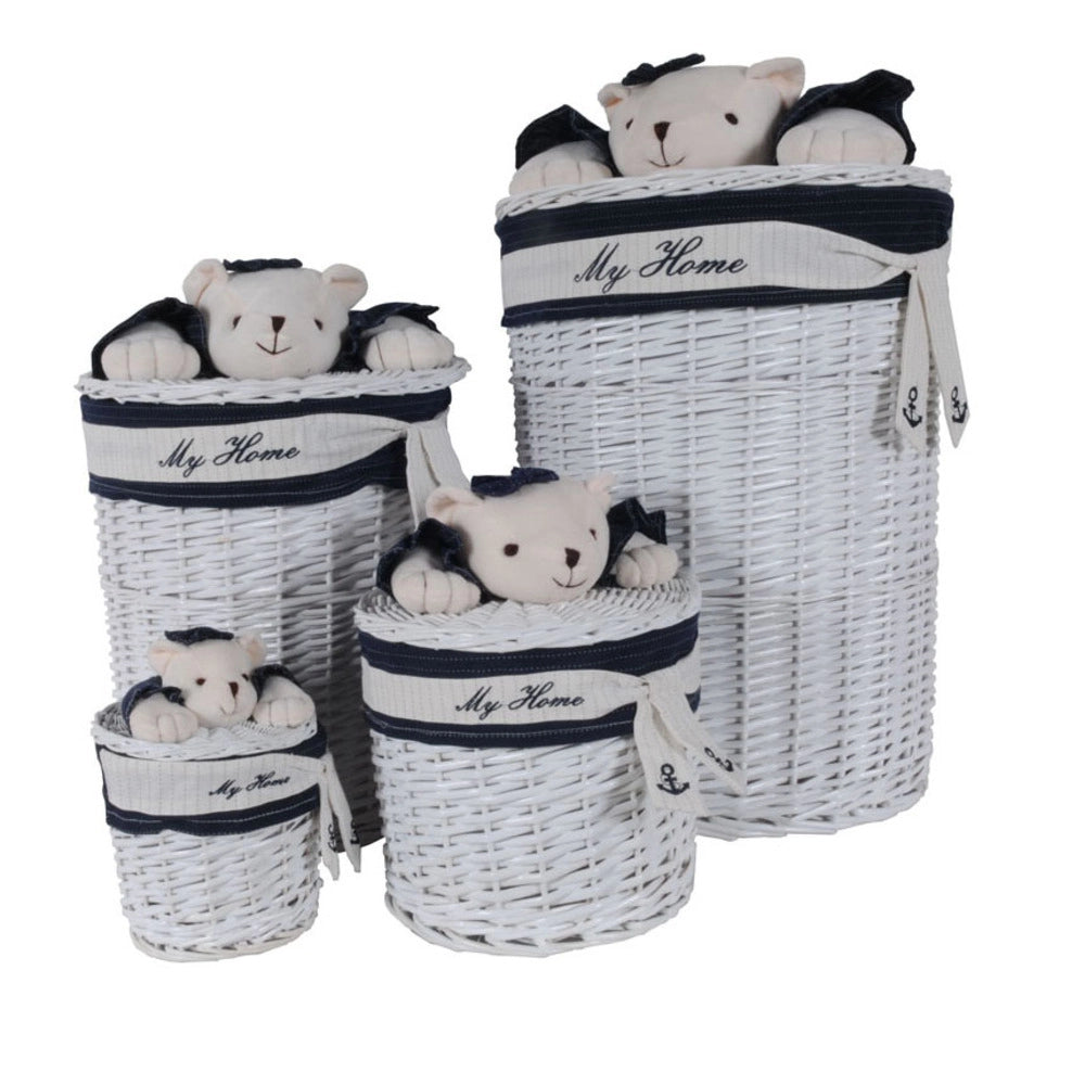 Anne Home - Set of 4 Oval Willow Baskets With Bear Design