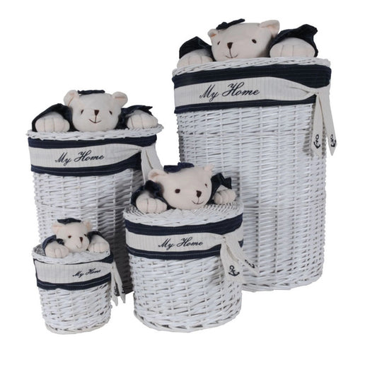 Anne Home - Set of 4 Oval Willow Baskets With Bear Design