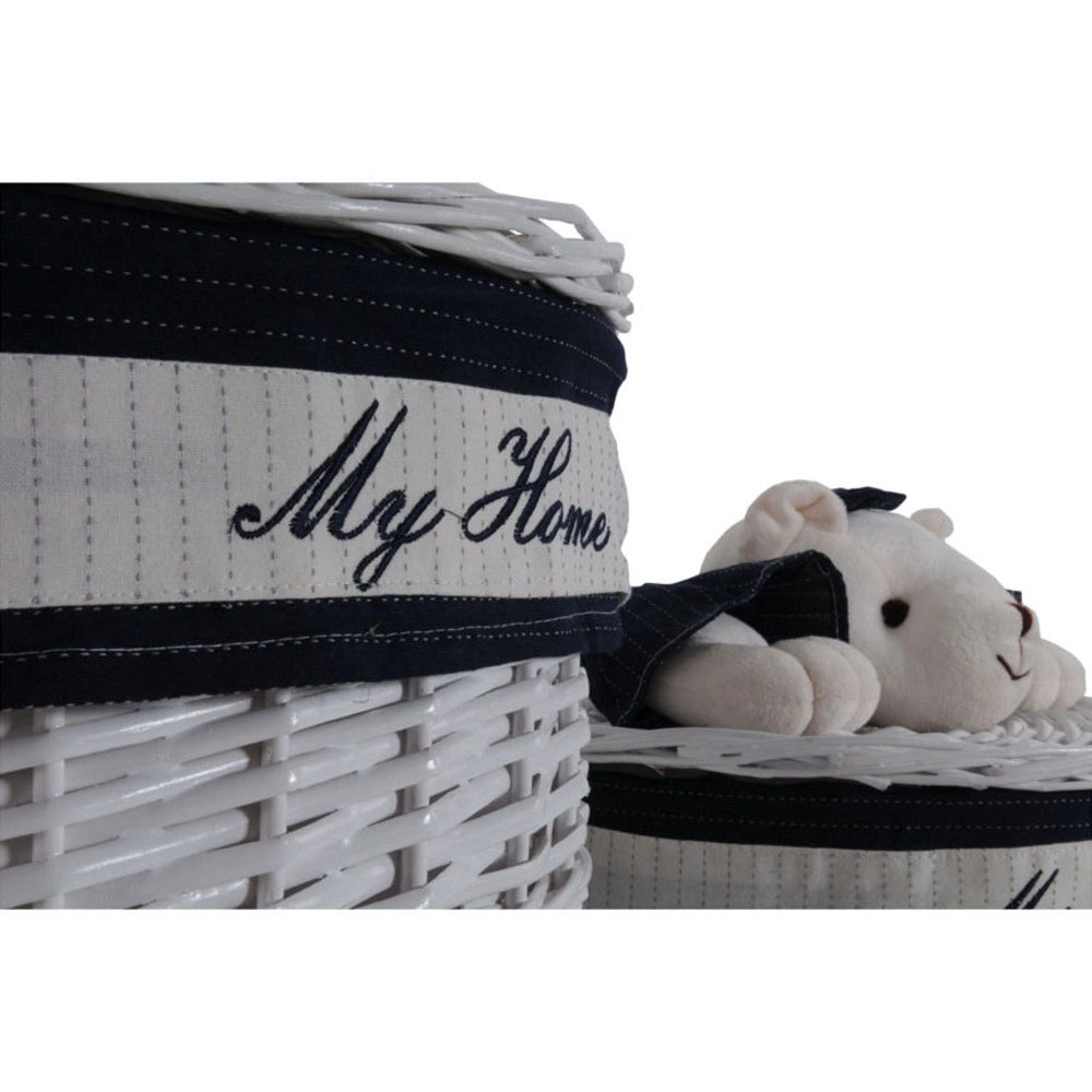 Anne Home - Set of 4 Oval Willow Baskets With Bear Design