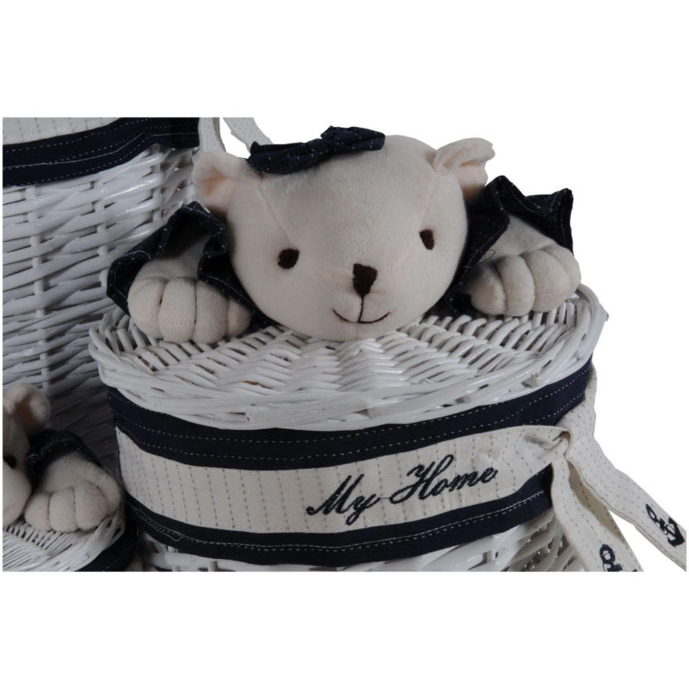 Anne Home - Set of 4 Oval Willow Baskets With Bear Design