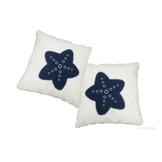 Anne Home - White Pillow Blue Star set of 2