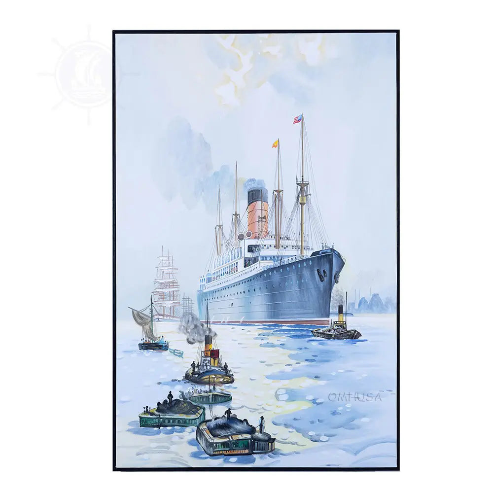 The Cunard Liner Carpathia Outward Bound from Liverpool in the Moonlight - Canvas Painting