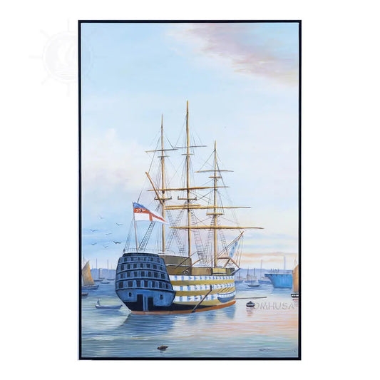 H.M.S. Victory in Portsmouth Harbour - Canvas Painting