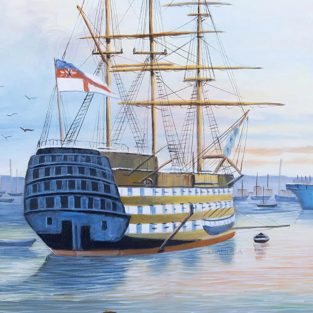 H.M.S. Victory in Portsmouth Harbour - Canvas Painting