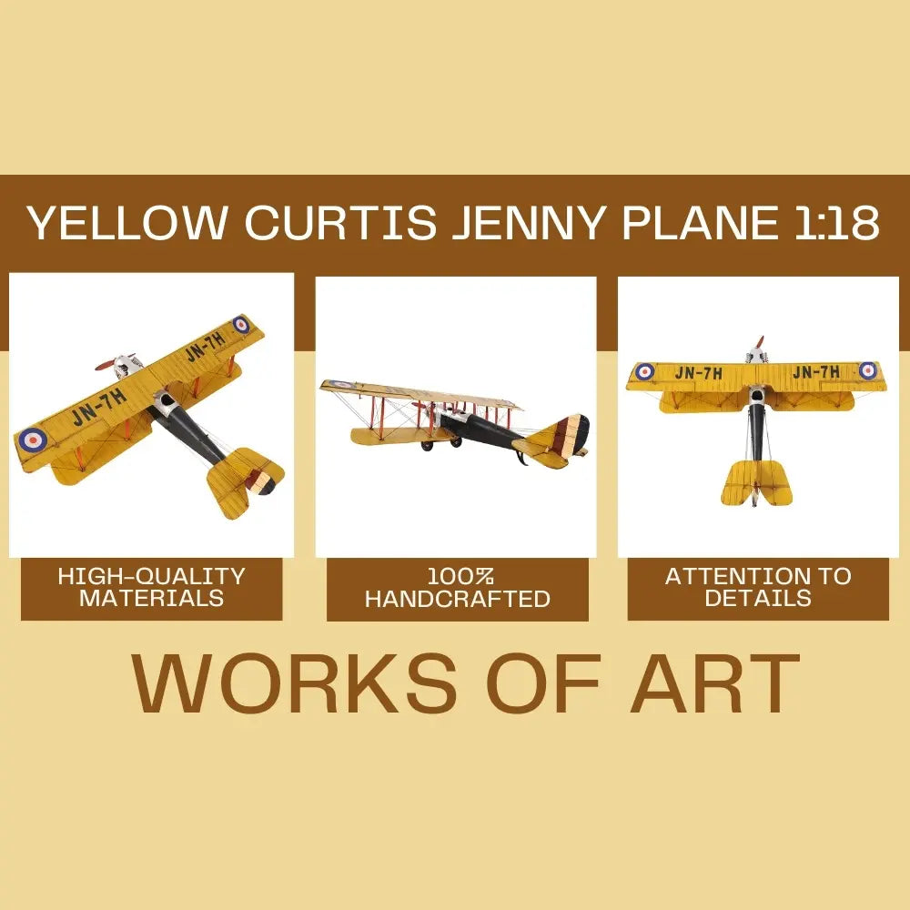 Yellow Curtis Jenny Plane 1:18 Model Plane