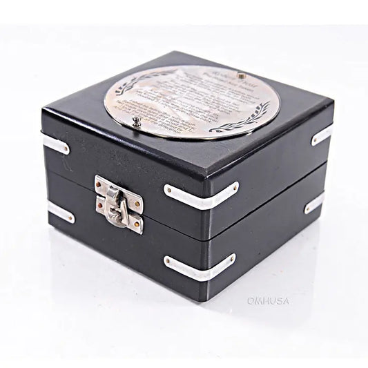 Brass Compass & Clock W/Wooden Case-AK006