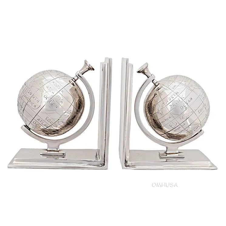 Alum World Globe Bookend Set of Two-AK009
