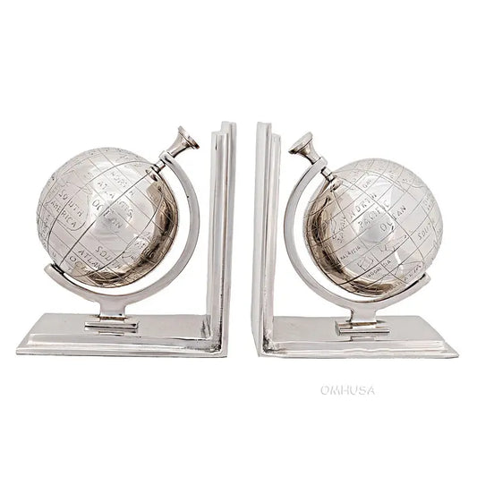 Alum World Globe Bookend Set of Two-AK009