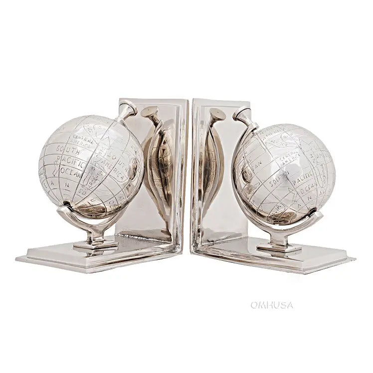 Alum World Globe Bookend Set of Two-AK009