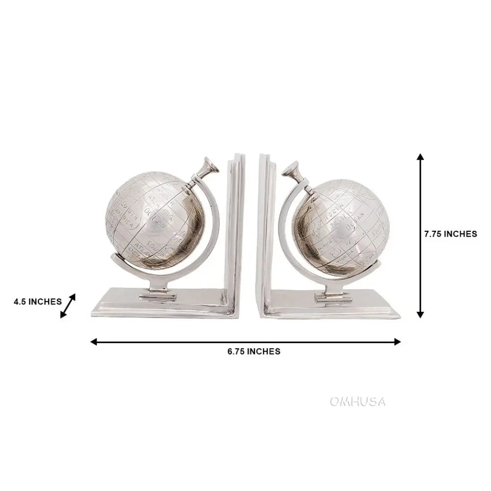 Alum World Globe Bookend Set of Two-AK009