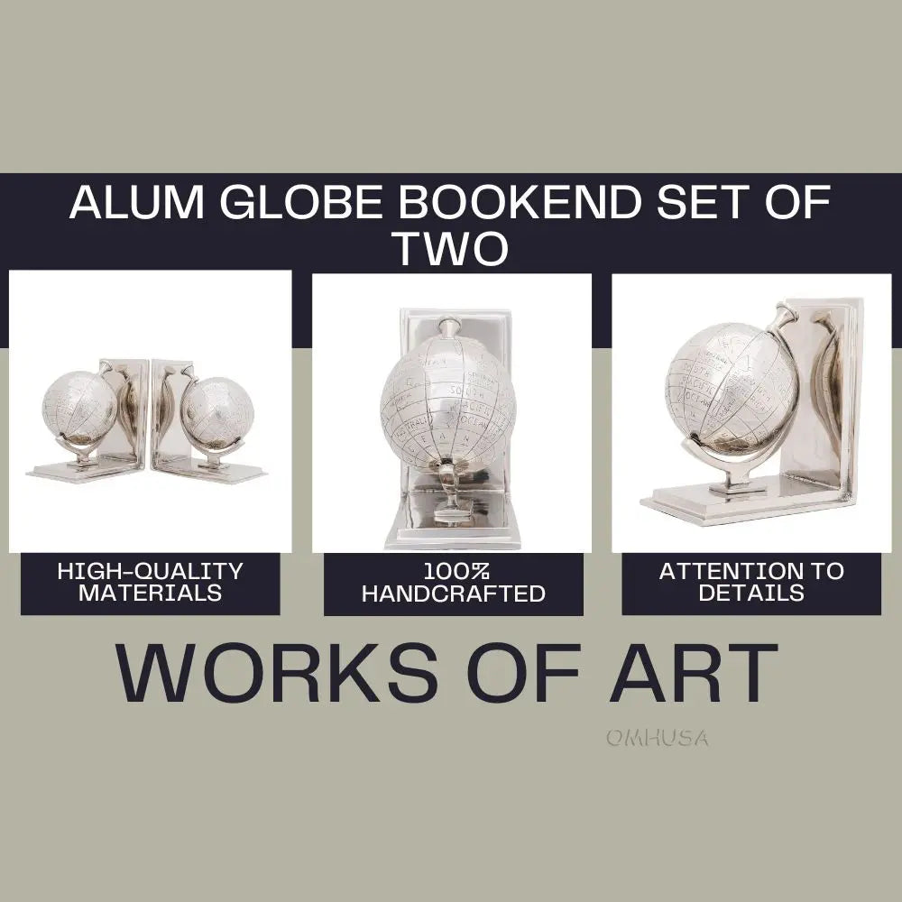 Alum World Globe Bookend Set of Two-AK009