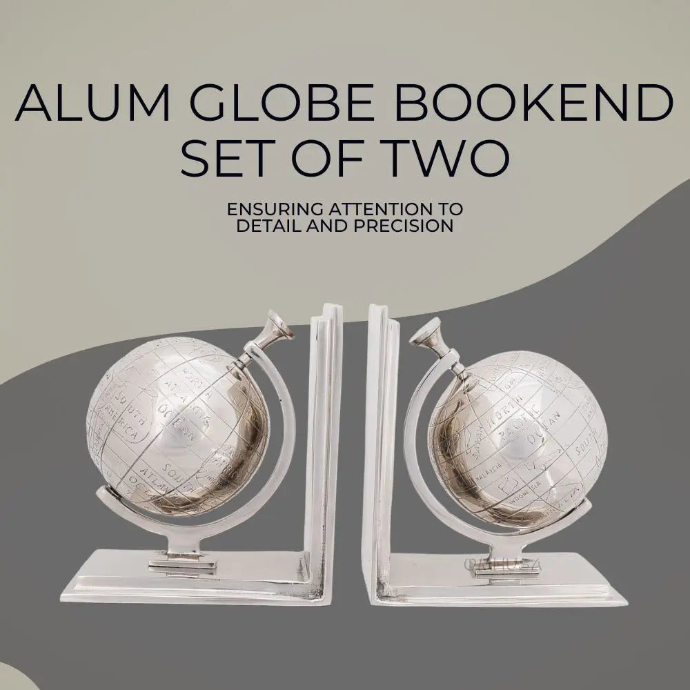 Alum World Globe Bookend Set of Two-AK009