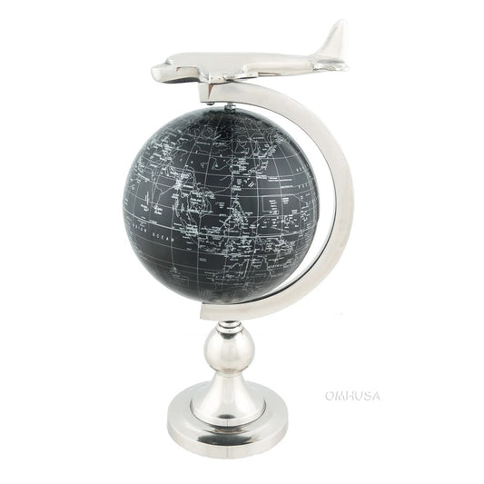 Airplane On Globe W Brass Stand-AK020