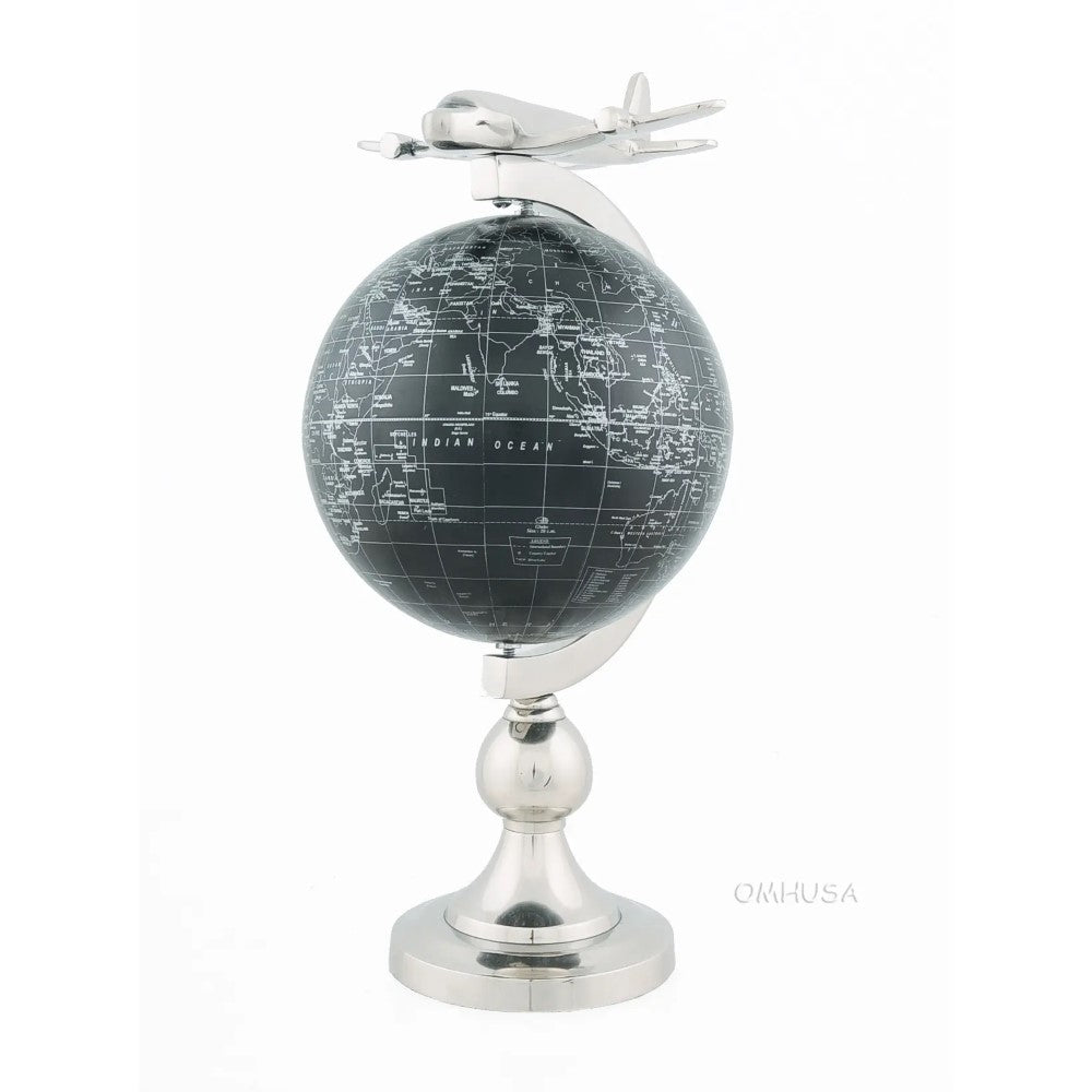 Airplane On Globe W Brass Stand-AK020