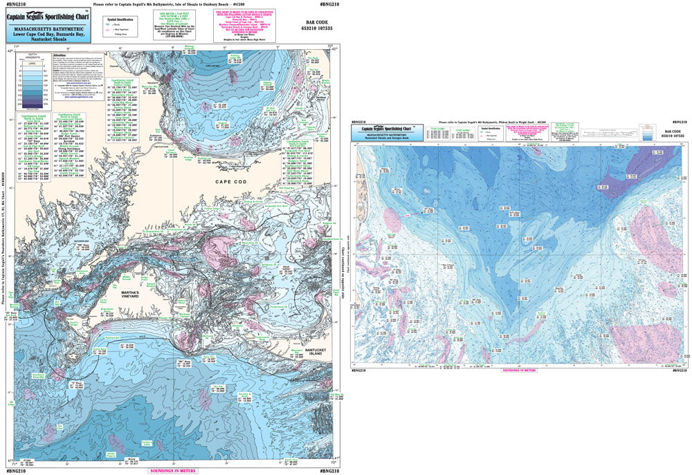 Bathymetric Massachusetts Bay, Nantucket and Georges Bank-BNG210 Large