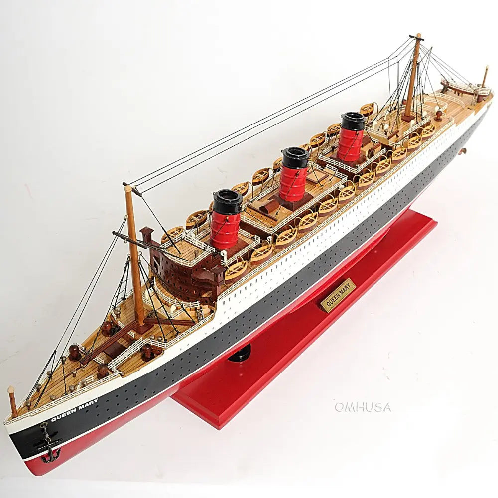 Queen Mary Model Cruise Ship with Display Case
