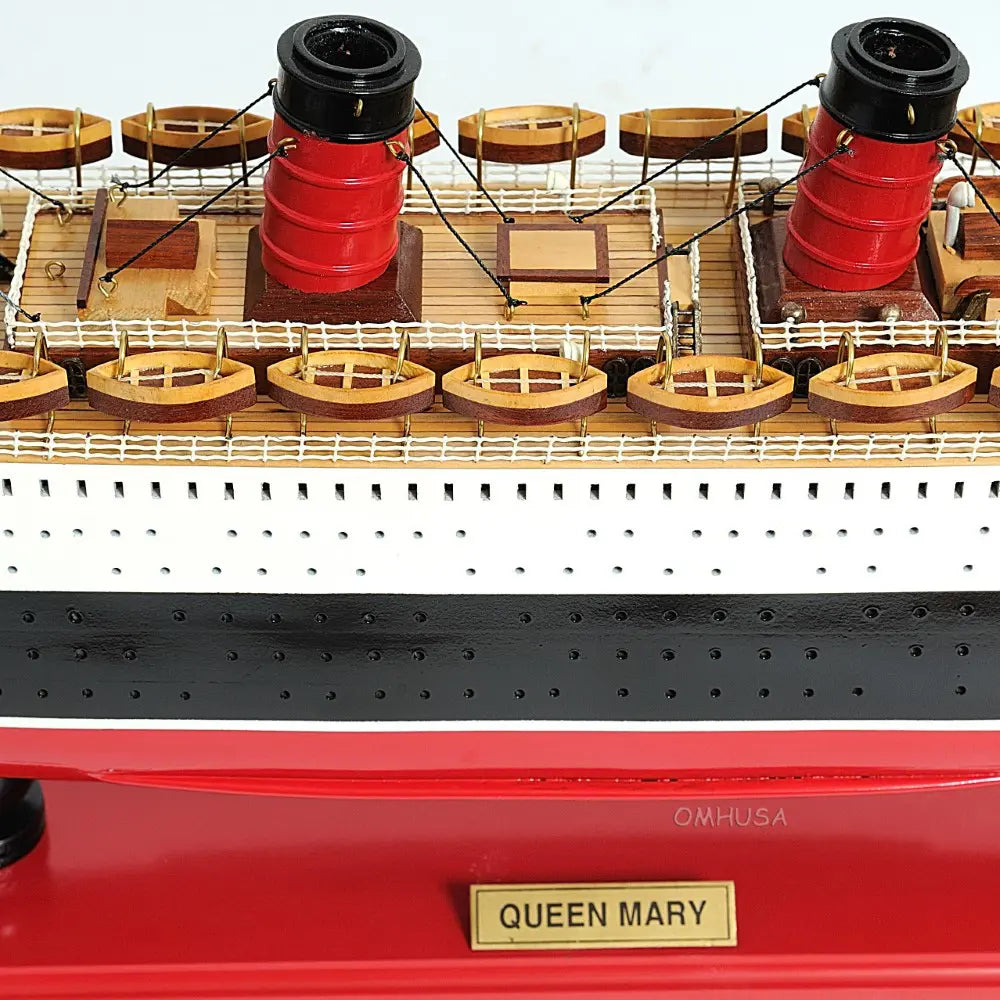 Queen Mary Model Cruise Ship with Display Case