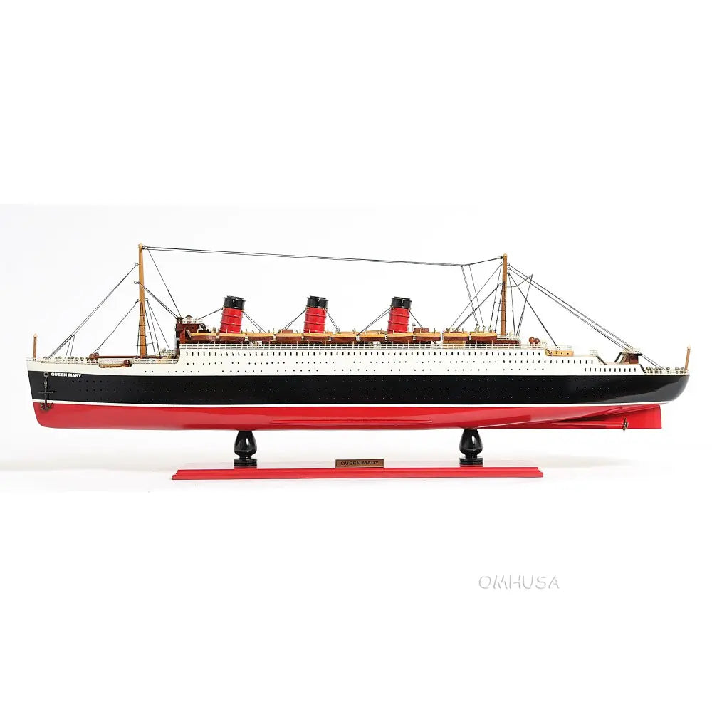 Queen Mary Model Cruise Ship with Display Case