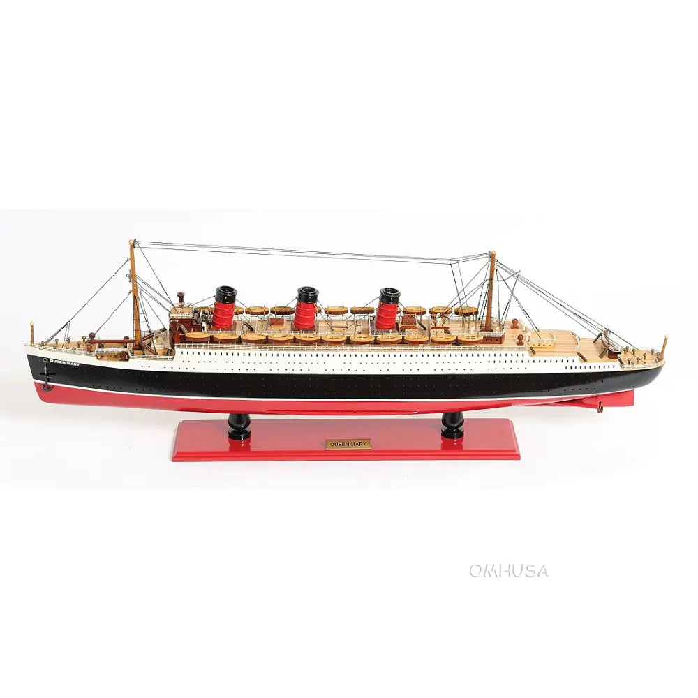 Queen Mary Model Cruise Ship with Display Case