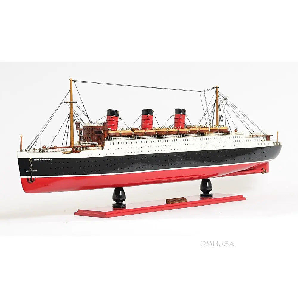 Queen Mary Model Cruise Ship with Display Case
