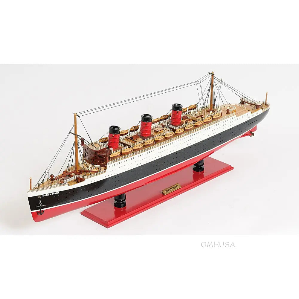 Queen Mary Model Cruise Ship with Display Case