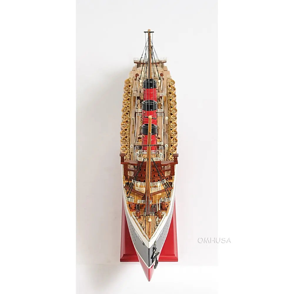 Queen Mary Model Cruise Ship with Display Case