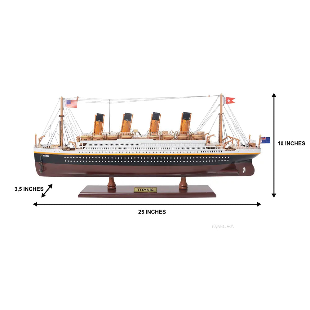RMS Titanic Wooden Painted Model Cruise Ship