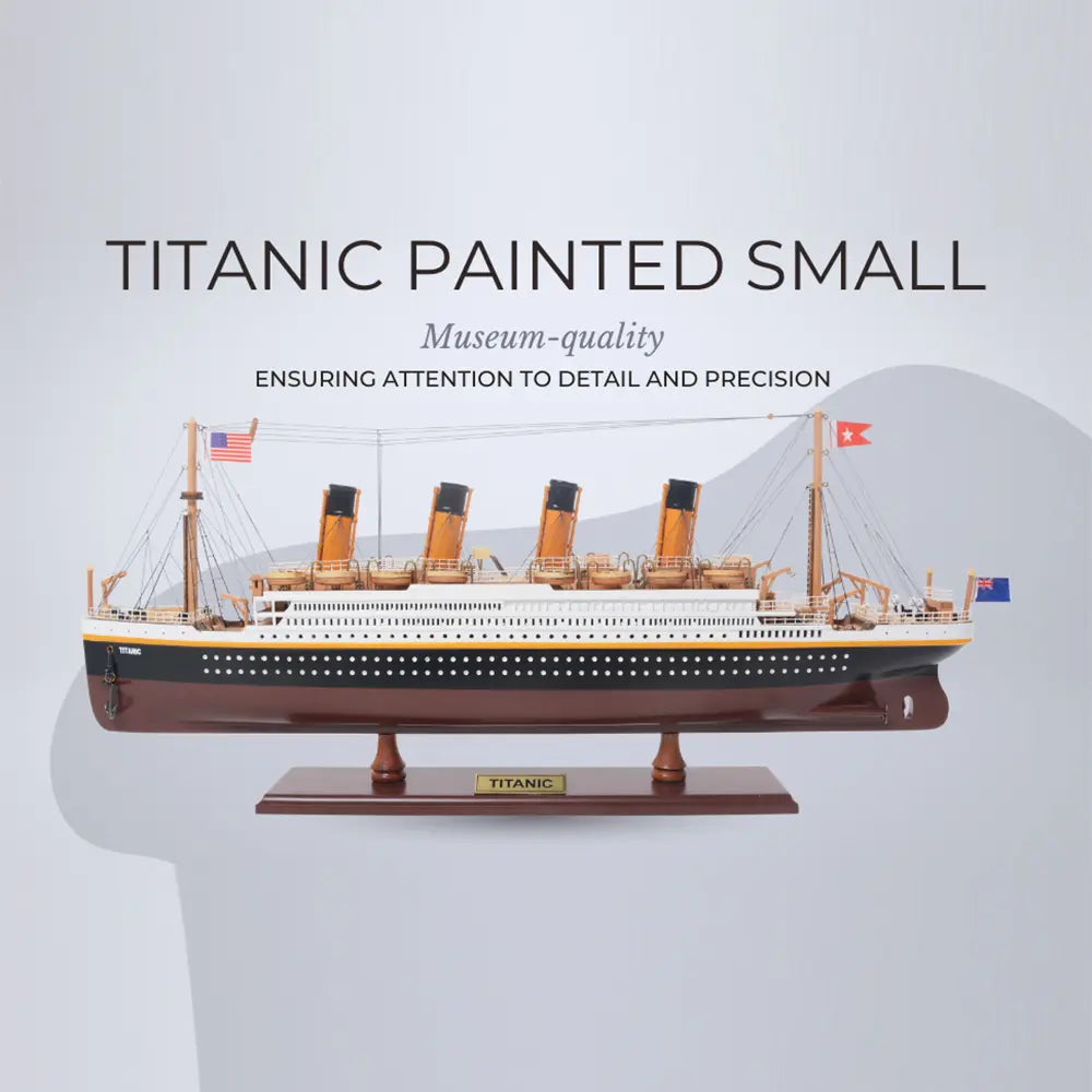 RMS Titanic Wooden Painted Model Cruise Ship