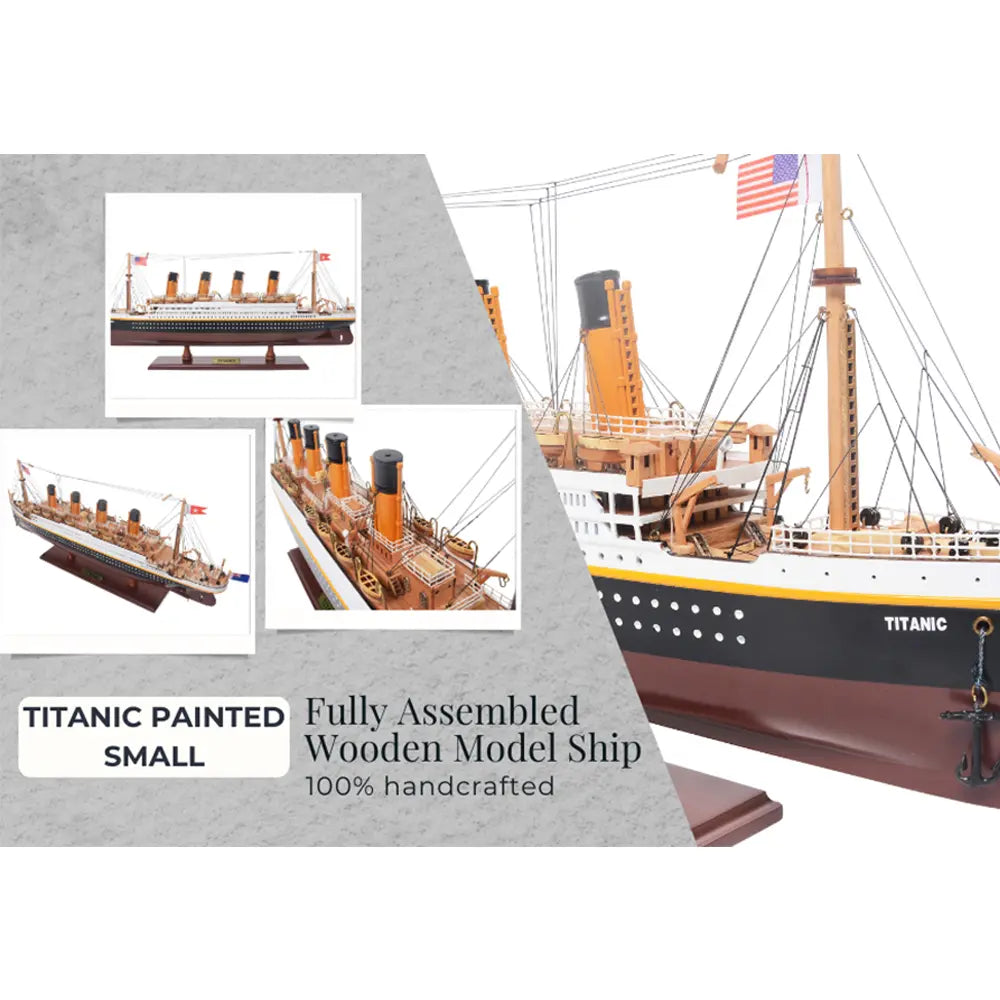 RMS Titanic Wooden Painted Model Cruise Ship