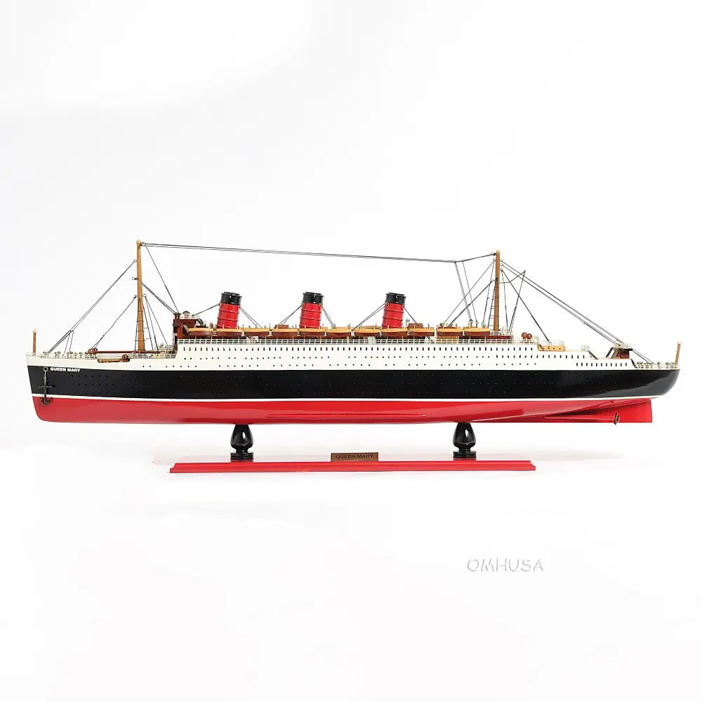 Queen Mary Model Cruise Ship with Display Case