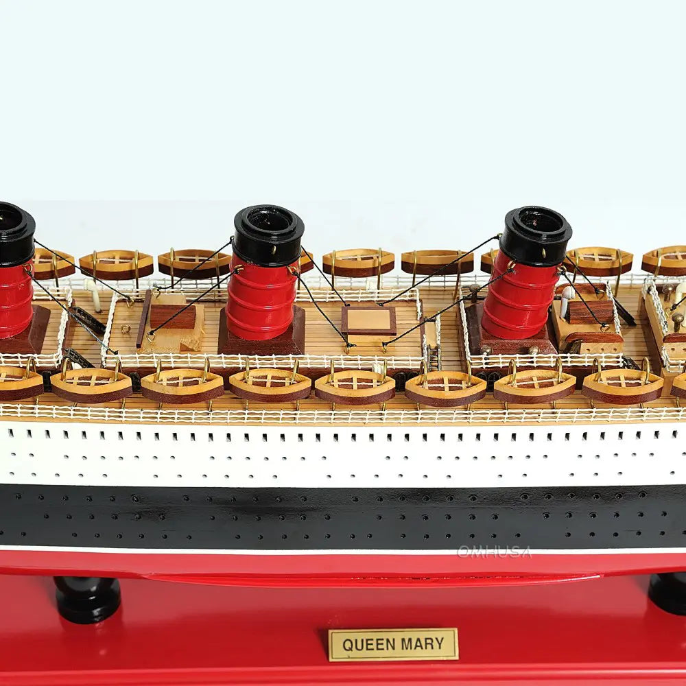 Queen Mary Model Cruise Ship with Display Case