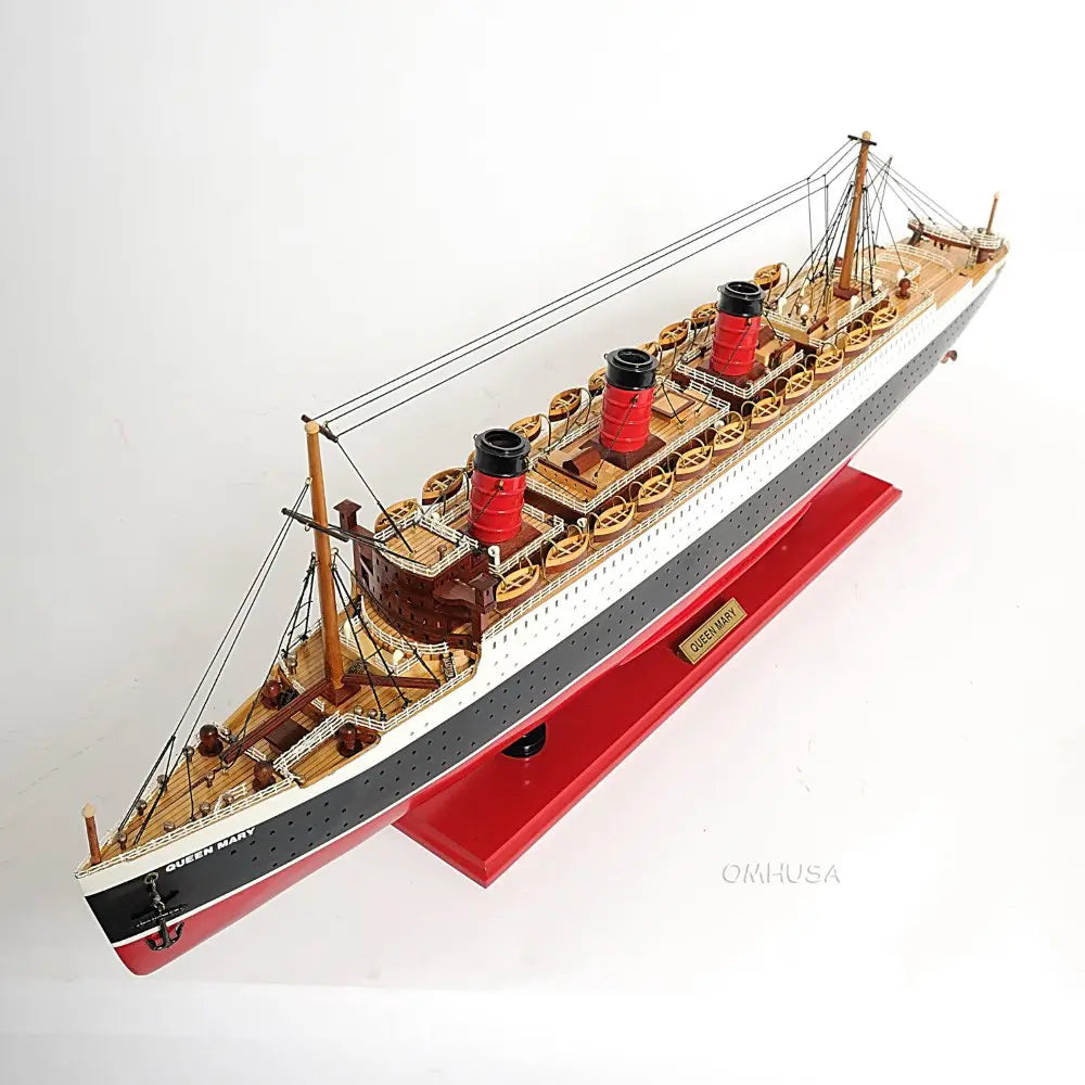 Queen Mary Model Cruise Ship with Display Case